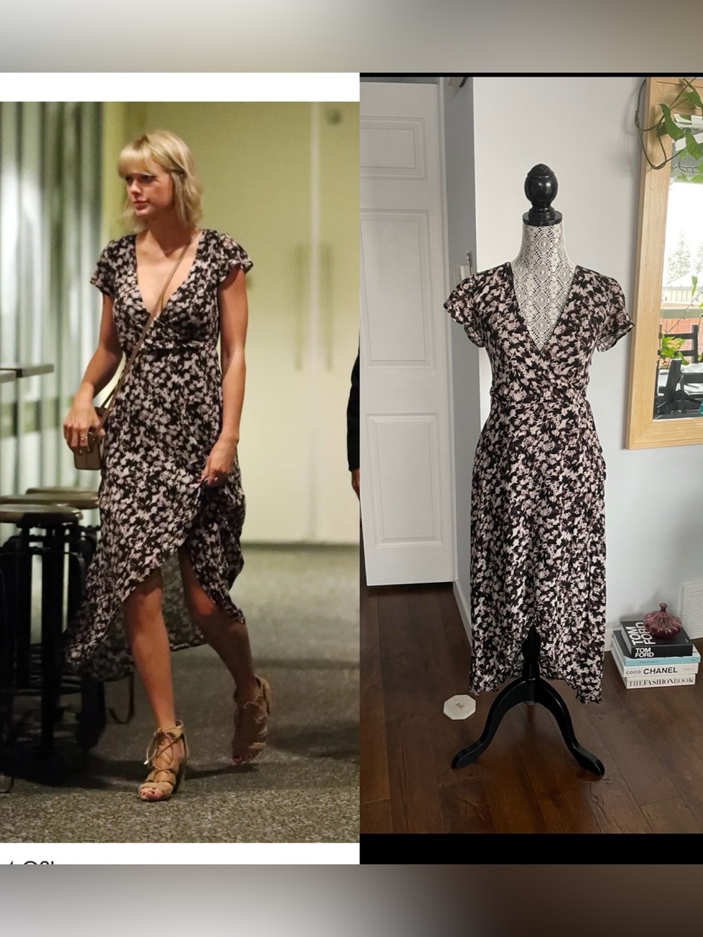 New Aritzia Moxon V-Neck High Low Midi Dress. Size 8.